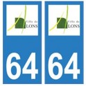 64 Lons logo autocollant plaque immatriculation ville