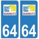 64 Biarritz logo autocollant plaque immatriculation ville