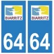 64 Biarritz logo autocollant plaque immatriculation ville