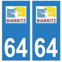 64 Biarritz logo autocollant plaque immatriculation ville