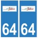 64 Billère logo autocollant plaque immatriculation ville