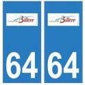 64 Billère logo autocollant plaque immatriculation ville