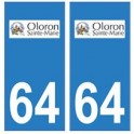 64 Oloron-Sainte-Marie logo autocollant plaque immatriculation ville