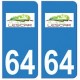 64 Lescar logo autocollant plaque immatriculation ville