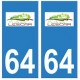 64 Lescar logo autocollant plaque immatriculation ville