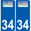 34 Penmarch logotipo de la etiqueta engomada de la placa de pegatinas de la ciudad