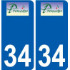 34 Penmarch logotipo de la etiqueta engomada de la placa de pegatinas de la ciudad