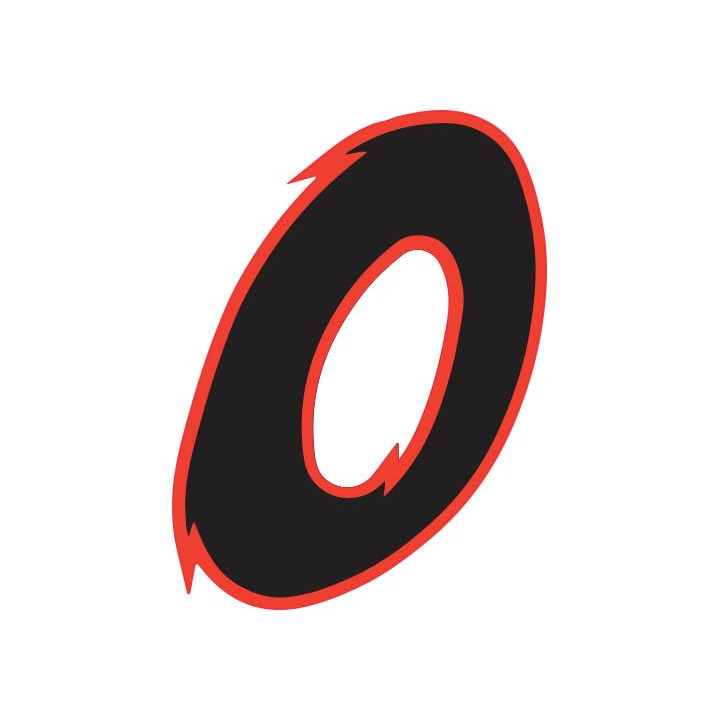 Chiffre 0 zéro - autocollant sticker noir/rouge voiture moto