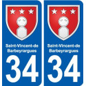 34 Saint-Vincent-de-Barbeyrargues blason autocollant plaque stickers ville
