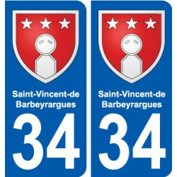 34 Saint-Vincent-de-Barbeyrargues blason autocollant plaque stickers ville