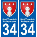 34 Saint-Vincent-de-Barbeyrargues blason autocollant plaque stickers ville