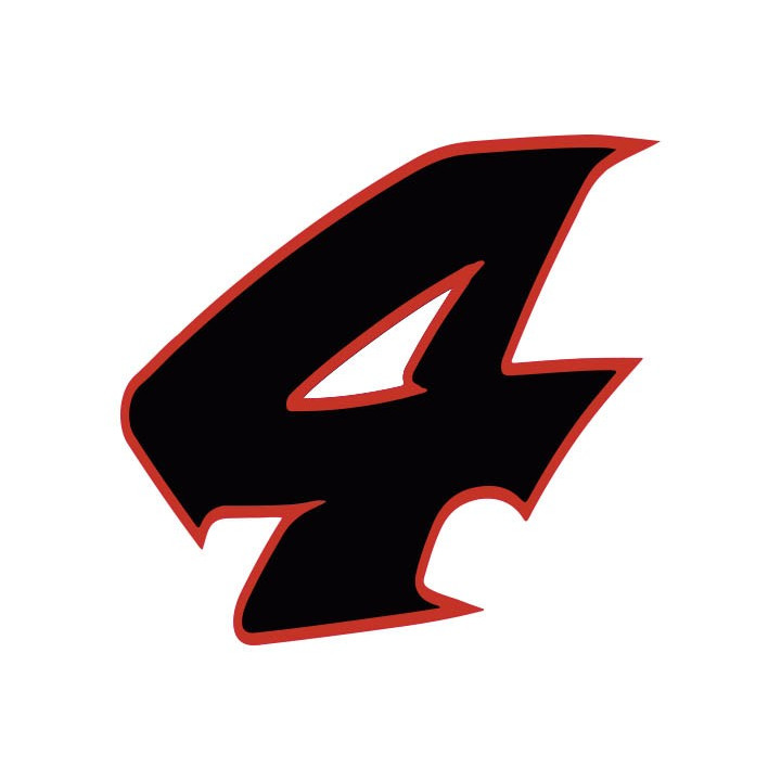Chiffre 4 quatre - autocollant sticker noir/rouge voiture moto
