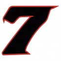 Chiffre 7 sept - autocollant sticker noir/rouge voiture moto