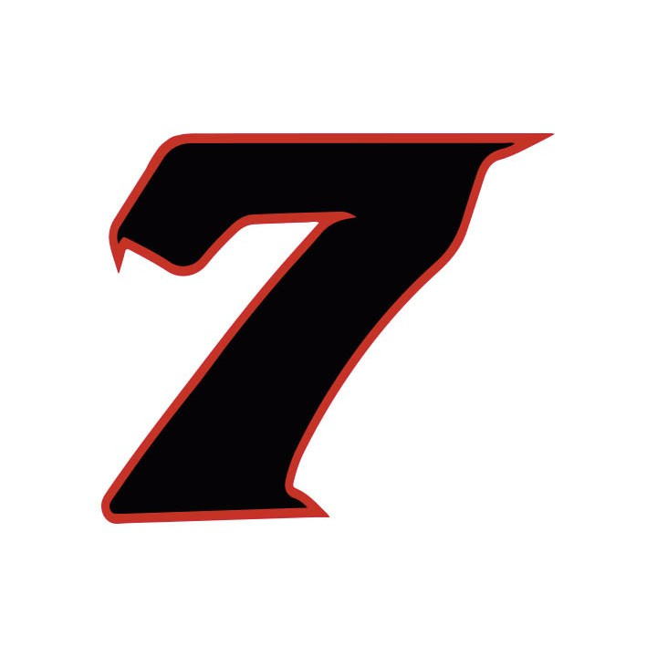 Chiffre 7 sept - autocollant sticker noir/rouge voiture moto