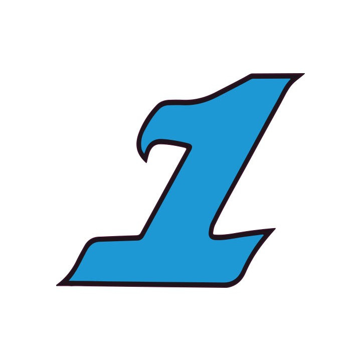 Chiffre 1 un - autocollant sticker bleu voiture moto