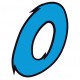 Chiffre 0 zéro - autocollant sticker bleu voiture moto