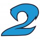 Chiffre 2 deux - autocollant sticker bleu voiture moto