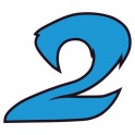 Chiffre 2 deux - autocollant sticker bleu voiture moto