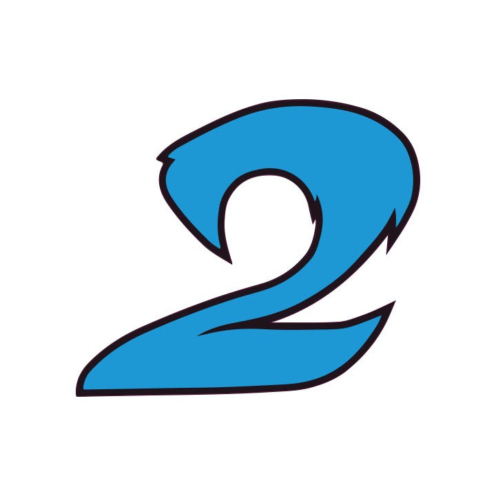 Chiffre 2 deux - autocollant sticker bleu voiture moto
