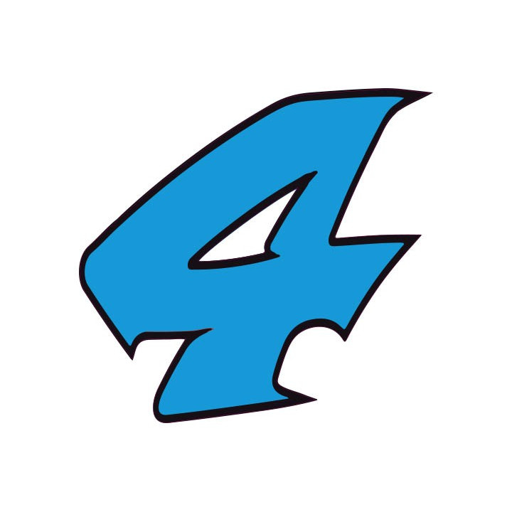 Chiffre 4 quatre - autocollant sticker bleu voiture moto