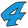 Chiffre 4 quatre - autocollant sticker bleu voiture moto
