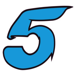 Chiffre 5 cinq - autocollant sticker bleu voiture moto
