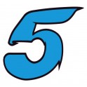Chiffre 5 cinq - autocollant sticker bleu voiture moto