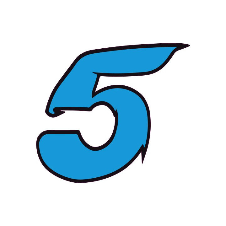 Chiffre 5 cinq - autocollant sticker bleu voiture moto