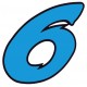 Chiffre 6 six - autocollant sticker bleu  voiture moto