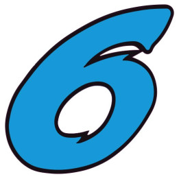 Chiffre 6 six - autocollant sticker bleu  voiture moto