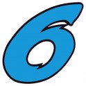 Chiffre 6 six - autocollant sticker bleu  voiture moto