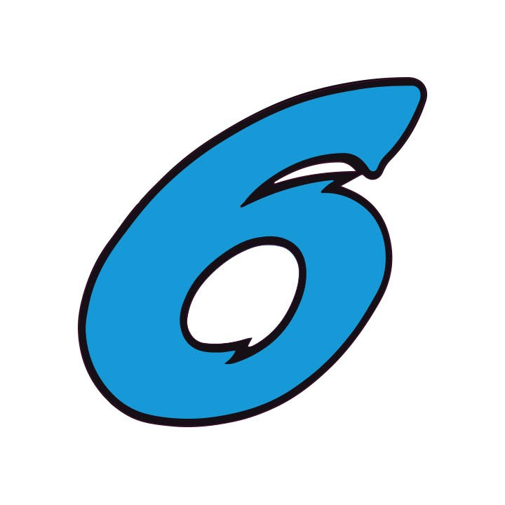 Chiffre 6 six - autocollant sticker bleu  voiture moto
