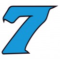 Chiffre 7 sept - autocollant sticker bleu  voiture moto