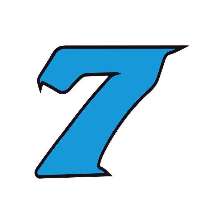 Chiffre 7 sept - autocollant sticker bleu  voiture moto