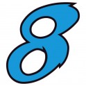 Chiffre 8 huit - autocollant sticker bleu voiture moto