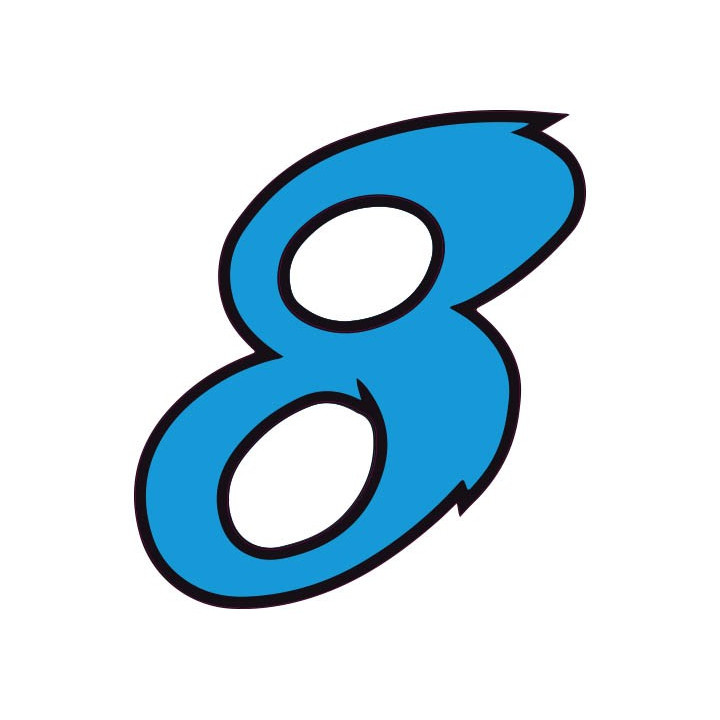 Chiffre 8 huit - autocollant sticker bleu voiture moto