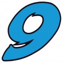 Chiffre 9 neuf - autocollant sticker bleu voiture moto