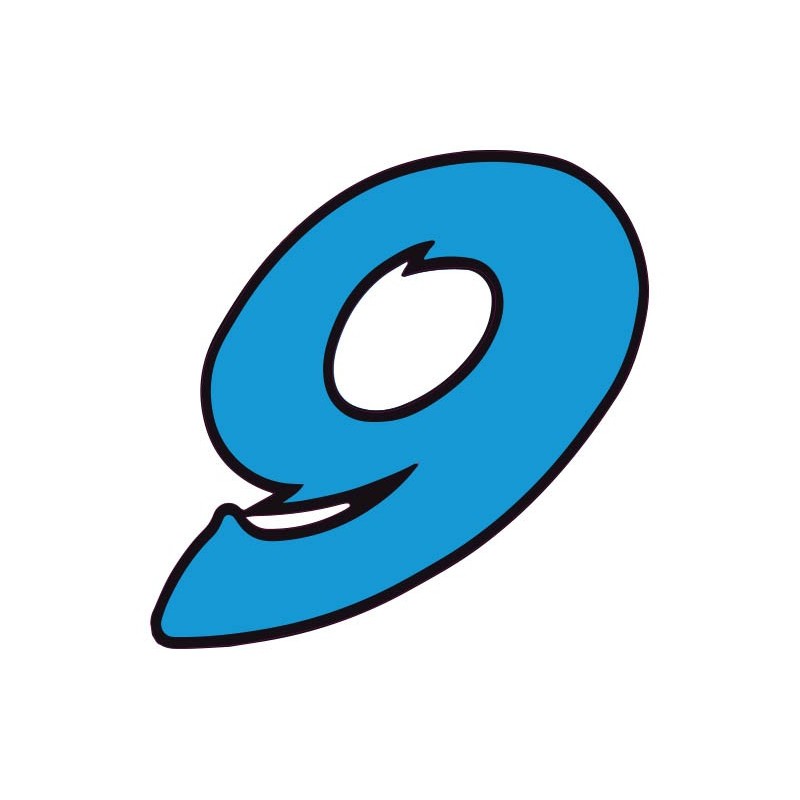 Chiffre 9 neuf - autocollant sticker bleu voiture moto