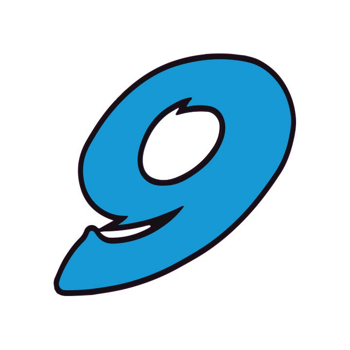 Chiffre 9 neuf - autocollant sticker bleu voiture moto