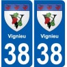 38 Penmarch escudo de armas de la etiqueta engomada de la placa de pegatinas de la ciudad