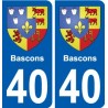 40 Bascons escudo de armas de la etiqueta engomada de la placa de pegatinas de la ciudad