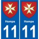 11 Léry blason autocollant plaque stickers ville