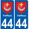 44 Treffieux escudo de armas de la etiqueta engomada de la placa de pegatinas de la ciudad