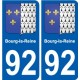 92 Gennevilliers stemma adesivo piastra adesivi città