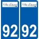92 Gennevilliers logo sticker plate stickers city