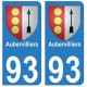 93 Aubervilliers blason autocollant plaque stickers ville