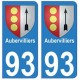 93 Aubervilliers blason autocollant plaque stickers ville
