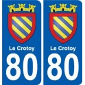 80 Roye blason autocollant plaque stickers ville
