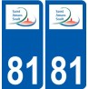 81 Graulhet logotipo de la etiqueta engomada de la placa de pegatinas de la ciudad