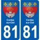 81 Graulhet escudo de armas de la etiqueta engomada de la placa de pegatinas de la ciudad